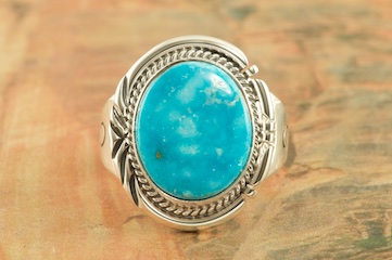 Genuine Kingman Turquoise Sterling Silver Ring